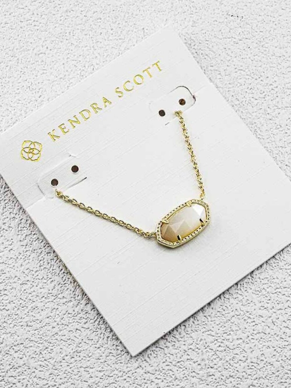 Kendra Scott Gold Bar Necklace with Cream Stone